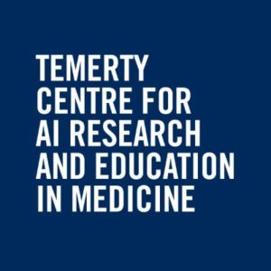 Temerty Centre for AI Research and Education in Medicine in white text in dark blue background